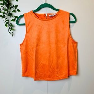 NWT ZARA TRF Orange Faux Suede Crop